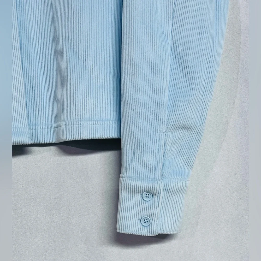 Mondetta Women's Cropped Corduroy Button Down Shirt NWT - Picture 7 of 8